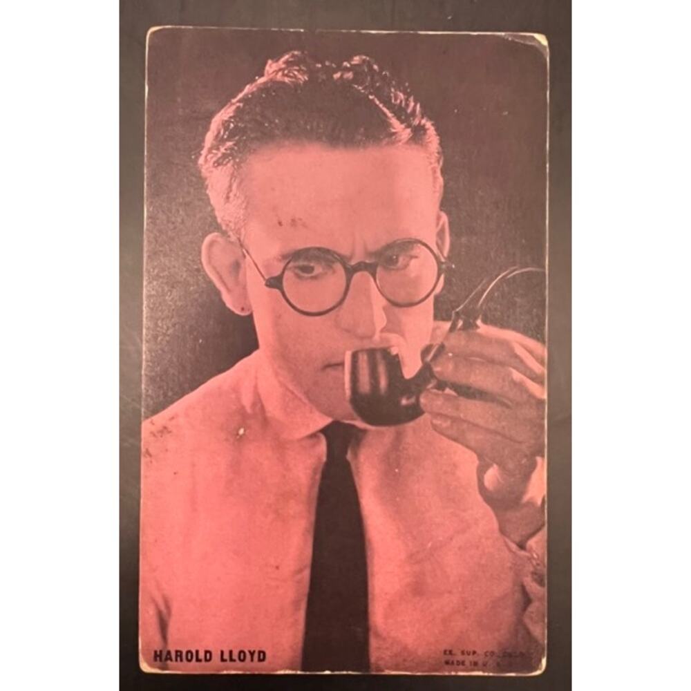 Rare 1920s Harold Lloyd Exhibit Card Pink Tinted, Hollywood Postcard Safety Last